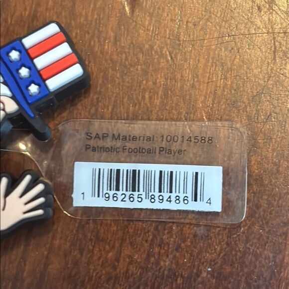 NWT Crocs Jibbitz Patriotic Football Player Shoe Charm - Picture 2 of 3